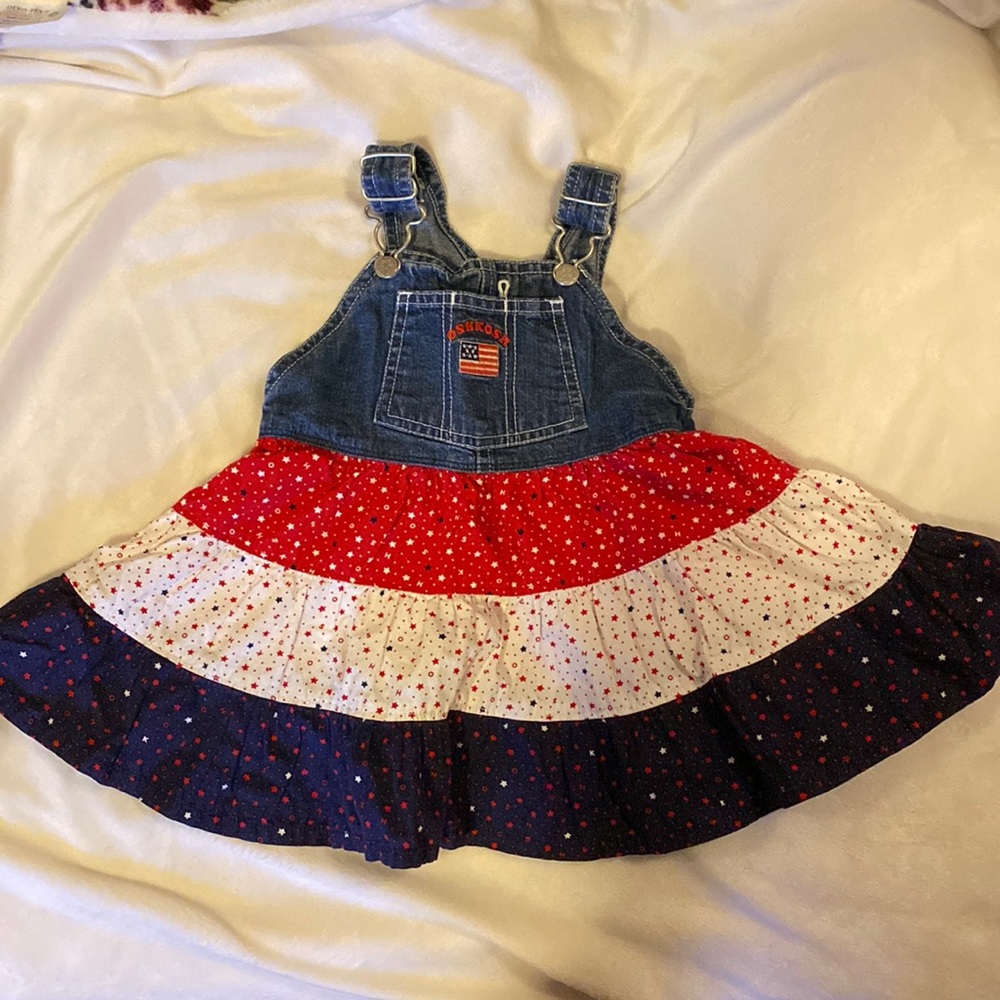 Oshkosh Patriotic Denim Overall Dress